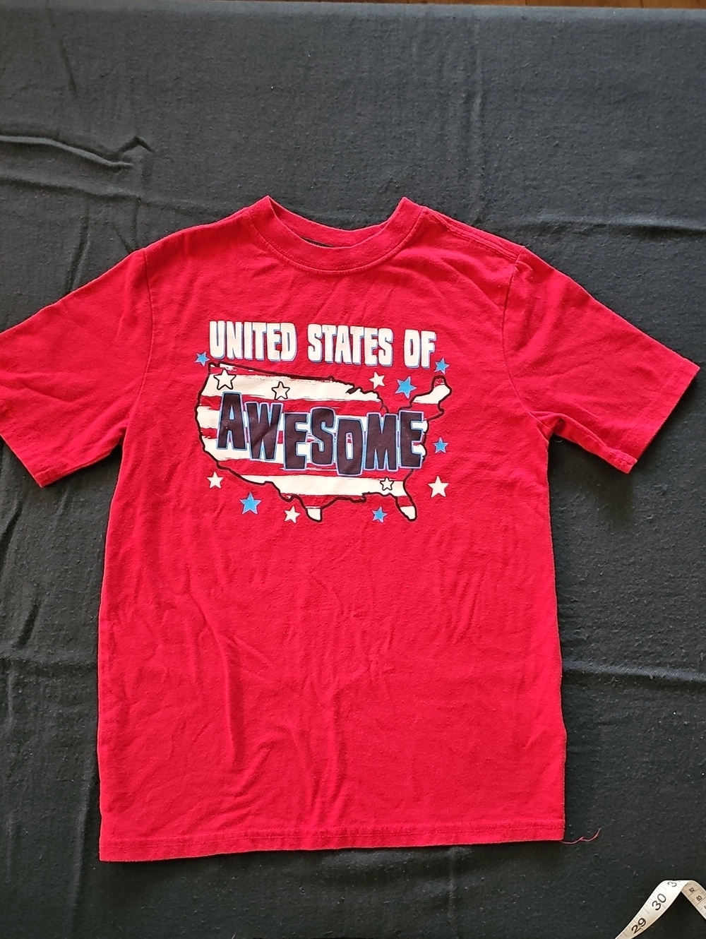 Kids Red "United States of Awesome" Graphic Tee Kods Size M (8)